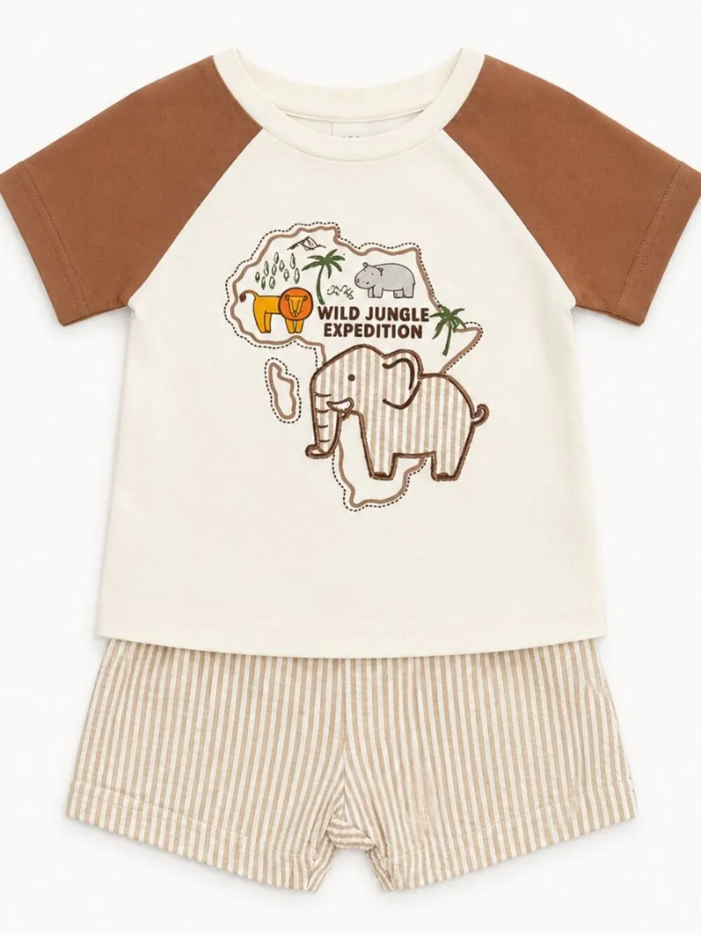 NWT Baby Essentials 2 Piece Baby Toddler Boy Jungle Outfit | Safari Applique